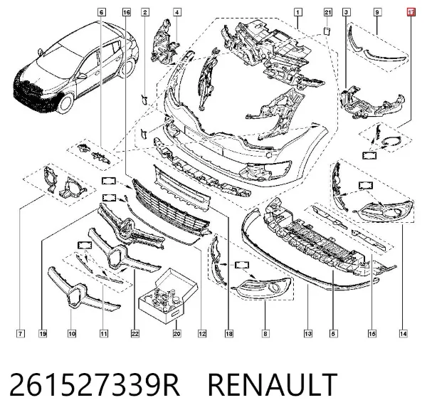 Ободок (окантовка) фары противотуманной 261527339R Renault (RVI)
