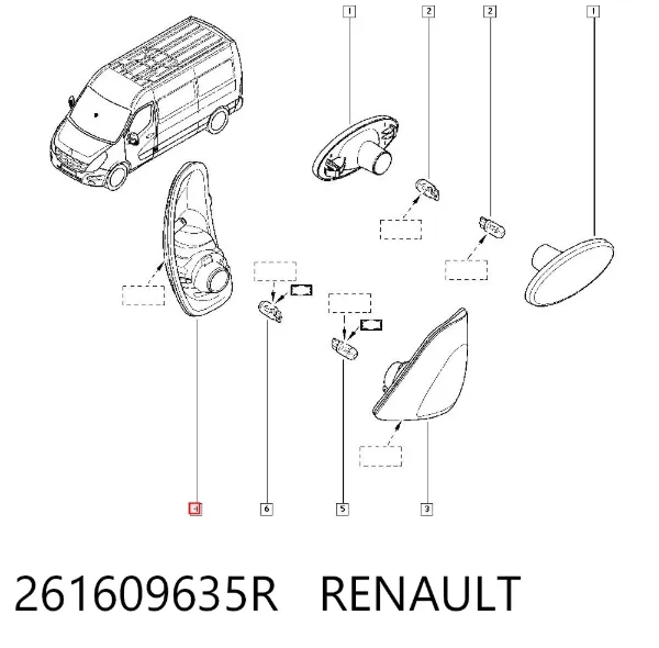 Указатель поворота зеркала правый 261609635R Renault (RVI)