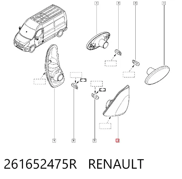 Указатель поворота зеркала левый 261652475R Renault (RVI)