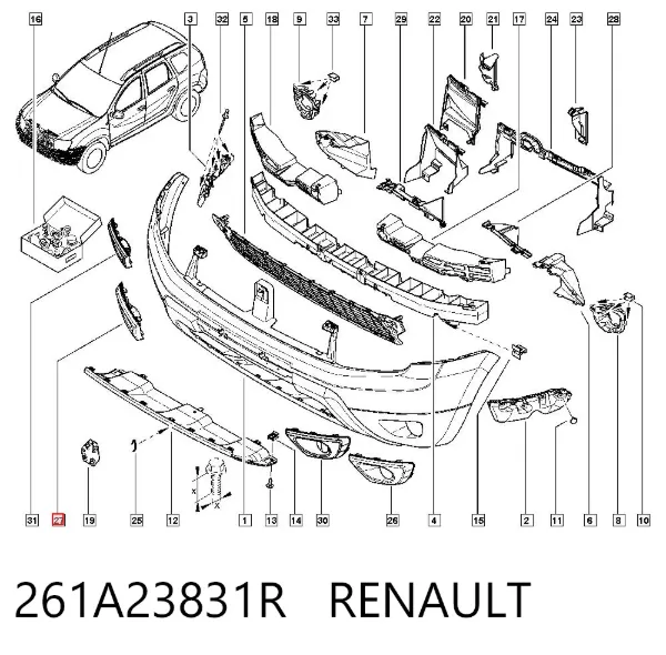 Ободок (окантовка) фары противотуманной правой 261A23831R Renault (RVI)