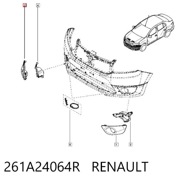Решетка бампера переднего правая 261A24064R Renault (RVI)