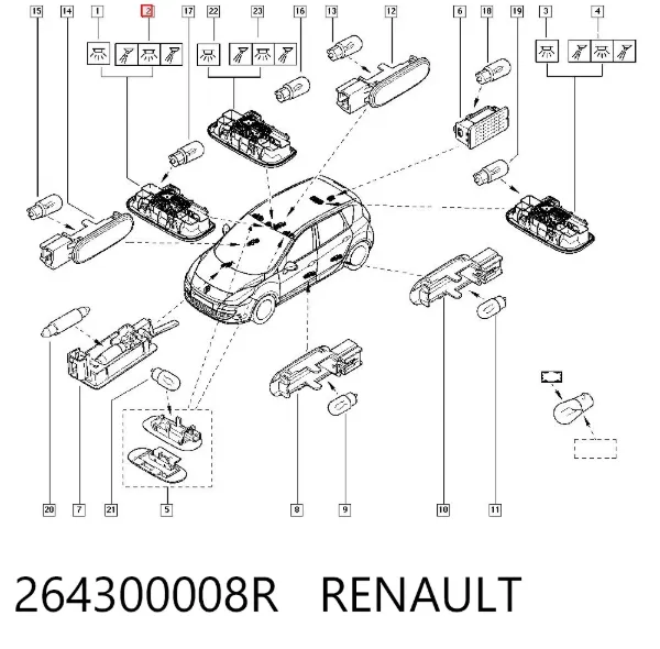 Плафон салона 264300008R Renault (RVI)