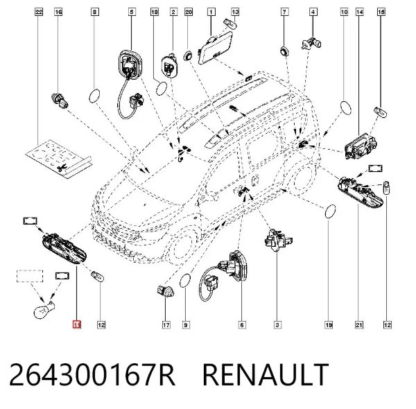 Плафон подсветки багажного отсека 264300167R Renault (RVI)
