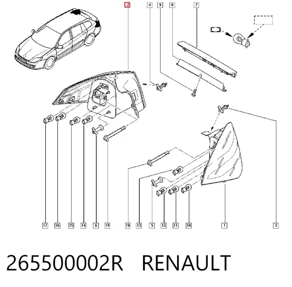 Задний фонарь 265500002R Renault (RVI)