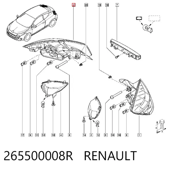 Задний фонарь 265500008R Renault (RVI)