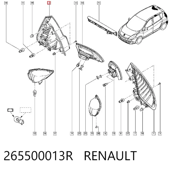 Задний фонарь 265500013R Renault (RVI)
