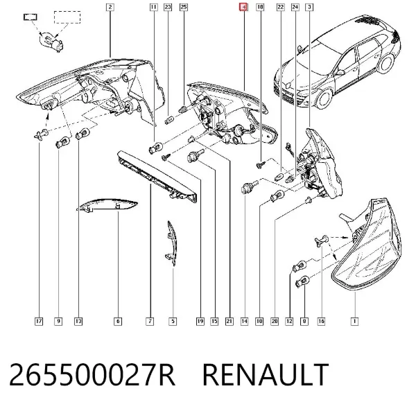 Фонарь задний правый внутренний 265500027R Renault (RVI)