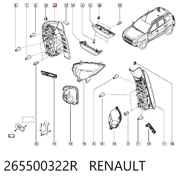 Задний фонарь 265500322R Renault (RVI)