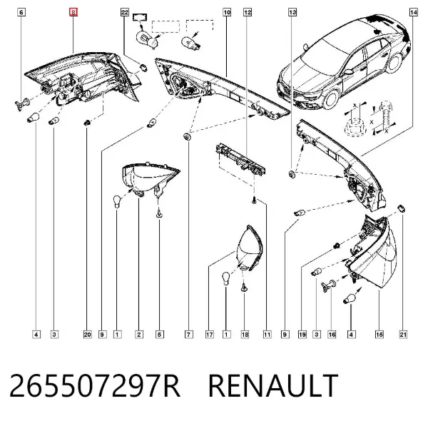 Фонарь задний правый внешний 265507297R Renault (RVI)