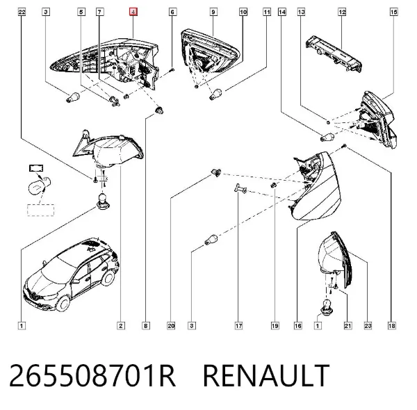 Фонарь задний правый внешний 265508701R Renault (RVI)