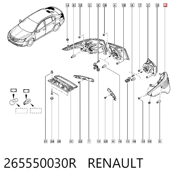 Фонарь задний левый внешний 265550030R Renault (RVI)