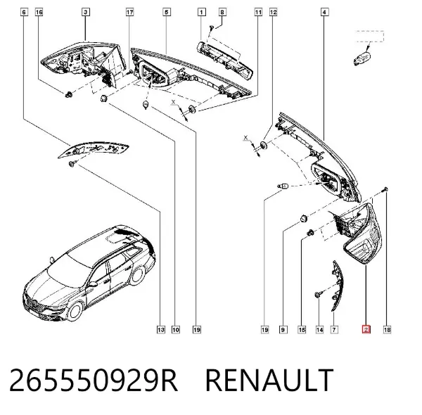 Фонарь задний левый внешний 265550929R Renault (RVI)