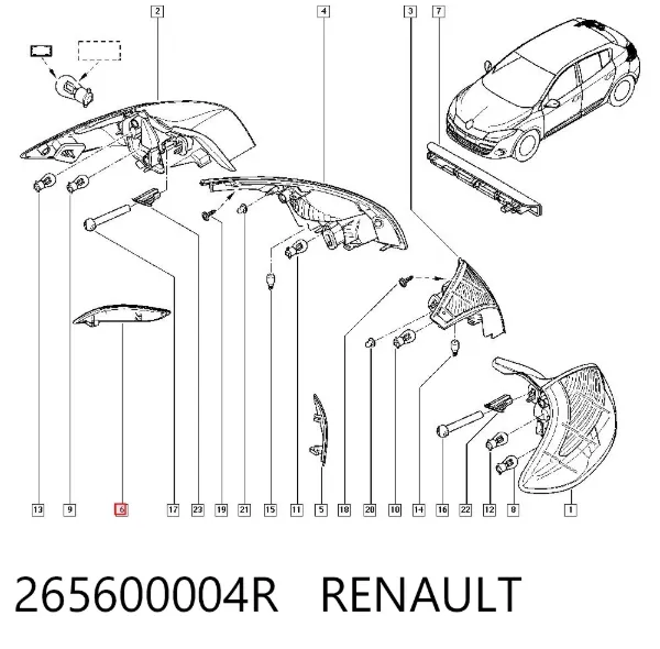 Правый катафот заднего бампера 42945015 AND