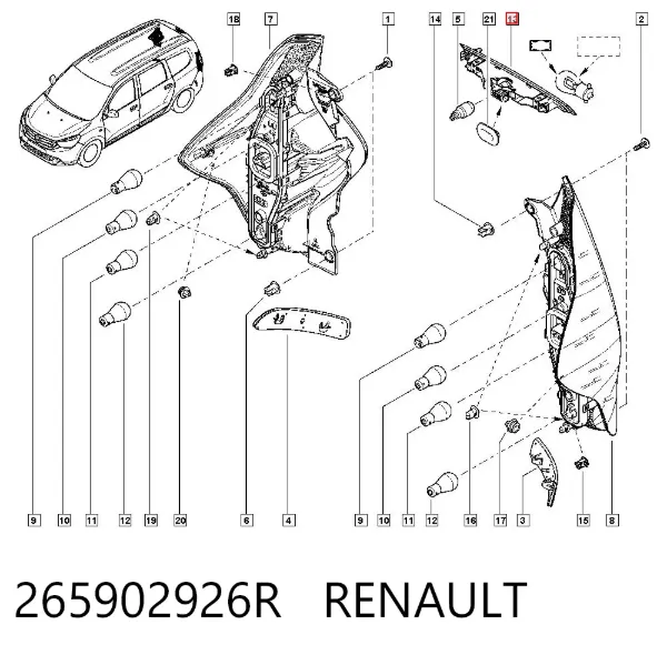 Задний стоп 265902926R Renault (RVI)