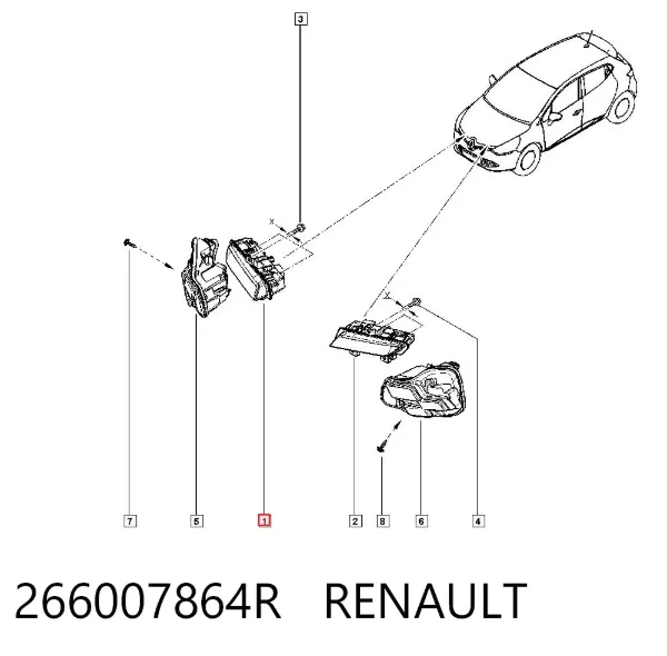 Фара дневного света правая 266007864R Renault (RVI)