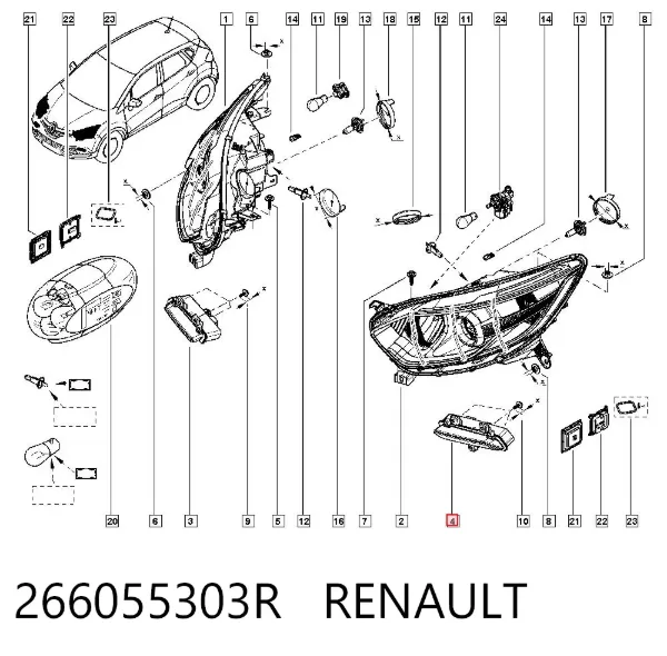 Фара дневного света левая 266055303R Renault (RVI)