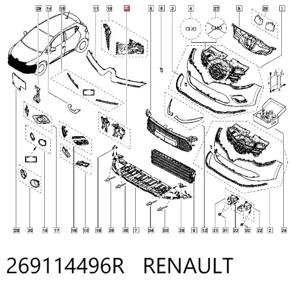 Кронштейн крепления противотуманной фары левой+правой 269114496R Renault (RVI)