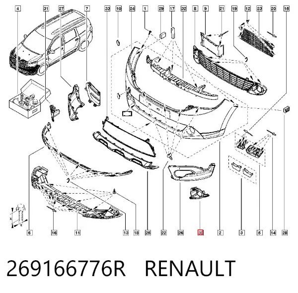 Кронштейн крепления противотуманной фары левой 269166776R Renault (RVI)