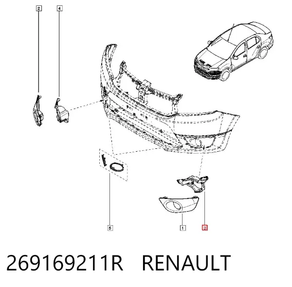 Кронштейн крепления противотуманной фары левой 269169211R Renault (RVI)