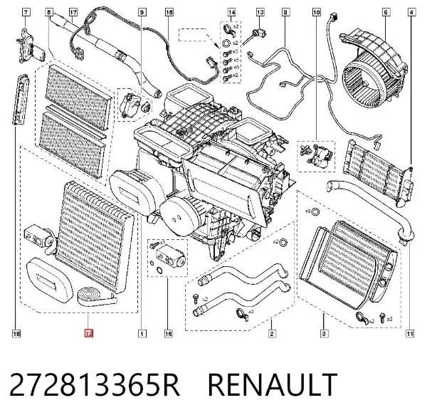 Испаритель кондиционера 272813365R Renault (RVI)