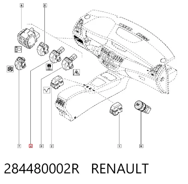 Кнопка включения парктроника 284480002R Renault (RVI)