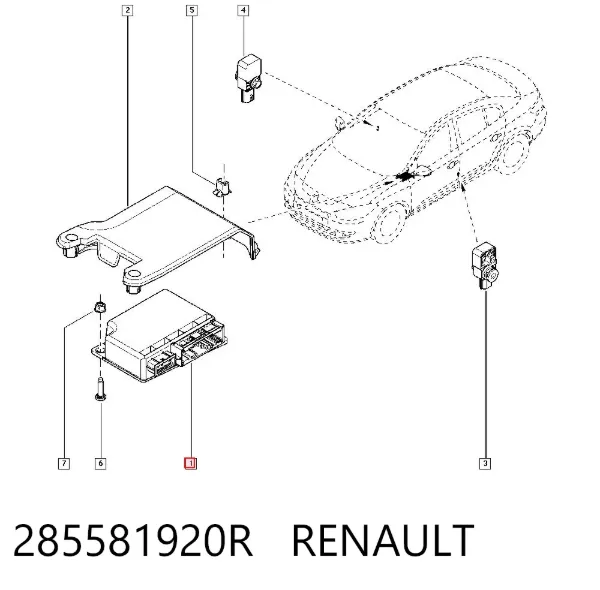 Модуль-процессор управления подушкой безопасности (ЭБУ AIRBAG) 285581920R Renault (RVI)