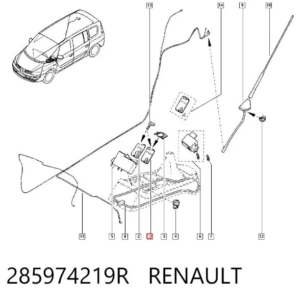 Брелок управления сигнализацией 285974219R Renault (RVI)