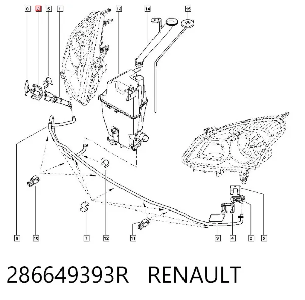 Кронштейн форсунки омывателя фар 286649393R Renault (RVI)