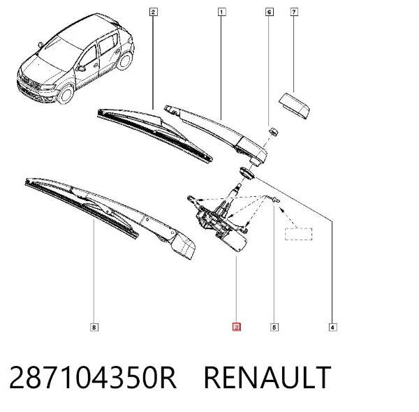 Моторчик заднего дворника 287104350R Renault (RVI)