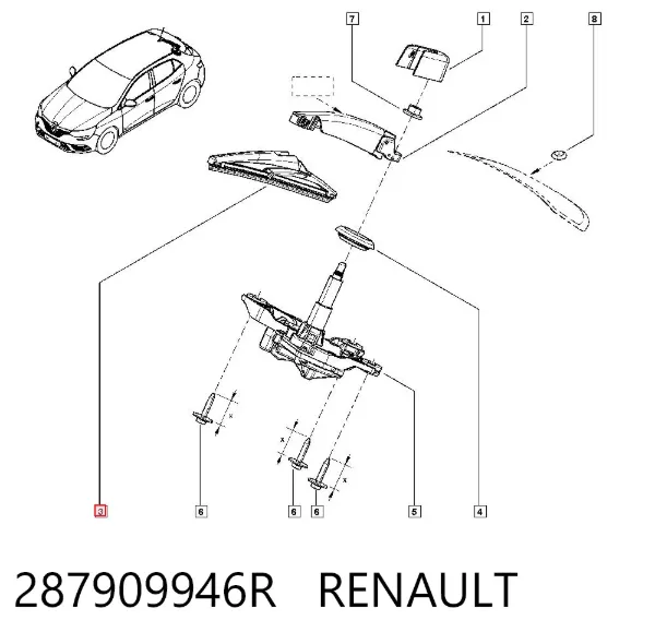 Дворник задний 287909946R Renault (RVI)