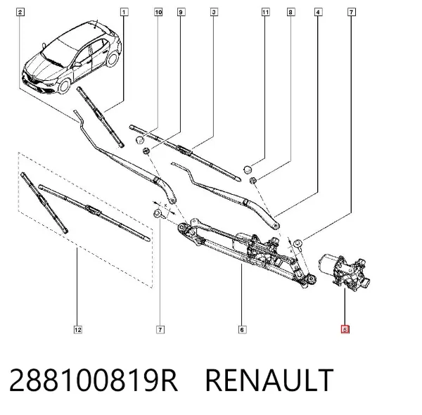 Мотор дворников 288100819R Renault (RVI)