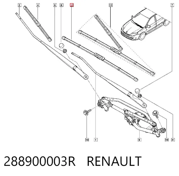 Щетки стеклоочистителя 288900003R Renault (RVI)