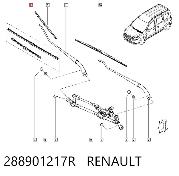Щетки стеклоочистителя 288901217R Renault (RVI)