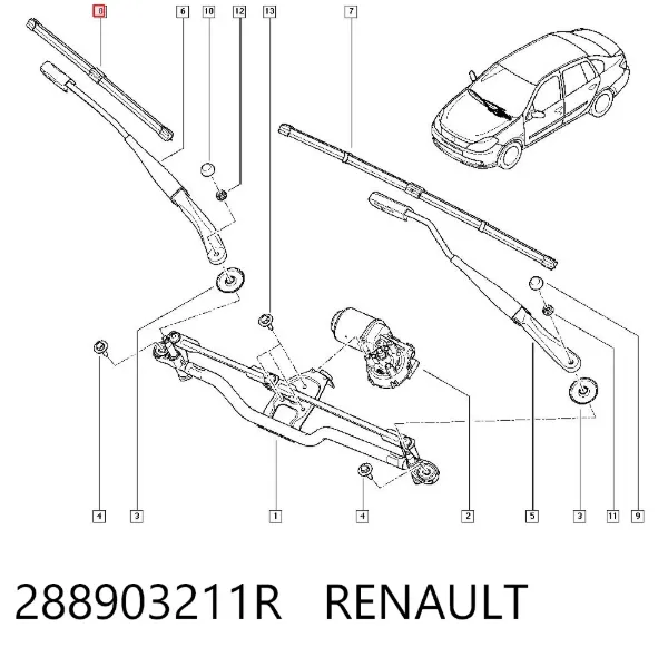 Щетка-дворник лобового стекла пассажирская 288903211R Renault (RVI)