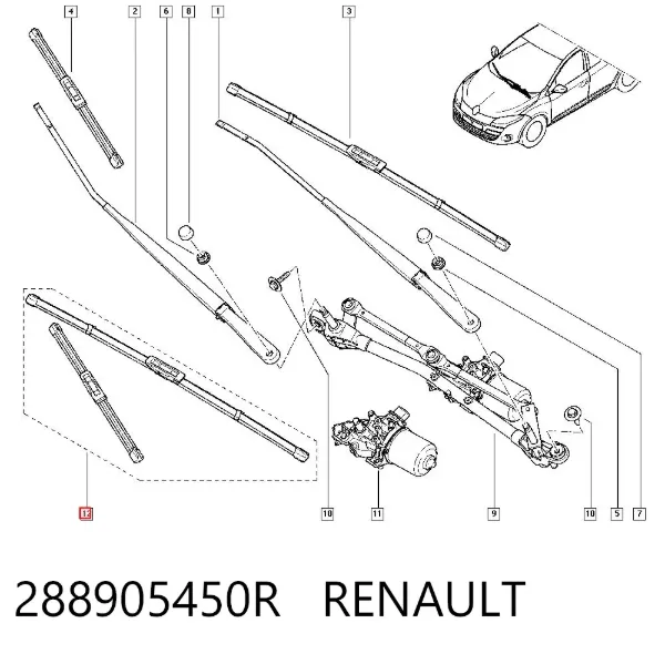 Щетки стеклоочистителя 288905450R Renault (RVI)