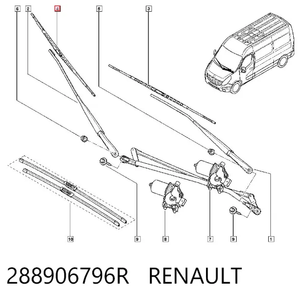 Щетка-дворник лобового стекла водительская 288906796R Renault (RVI)