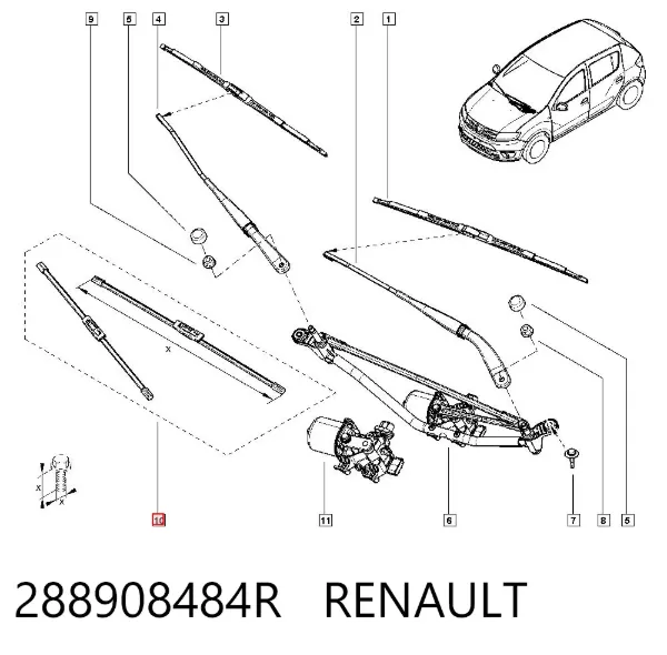 Щетки стеклоочистителя 288908484R Renault (RVI)