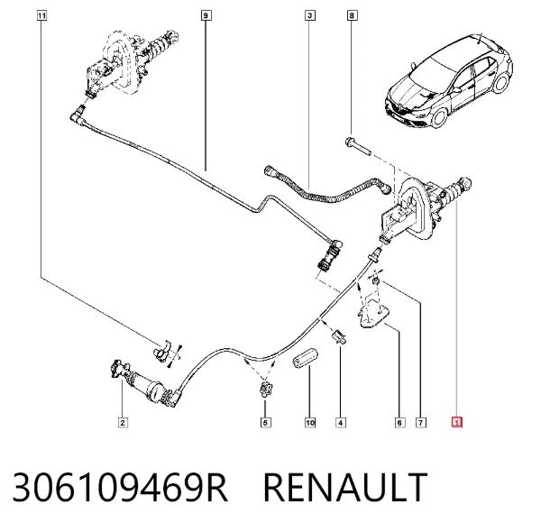 Главный цилиндр сцепления 306109469R Renault (RVI)