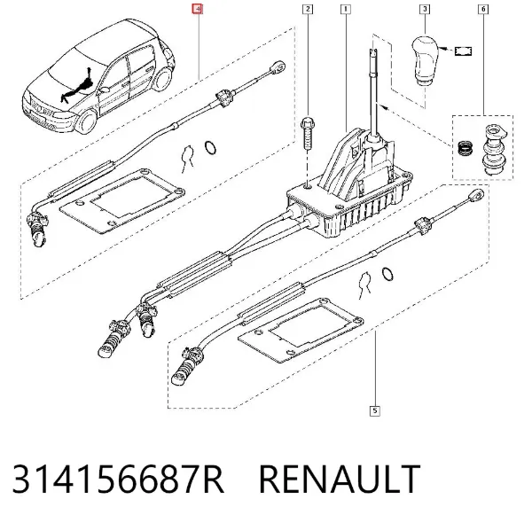 Трос переключения передач 314156687R Renault (RVI)