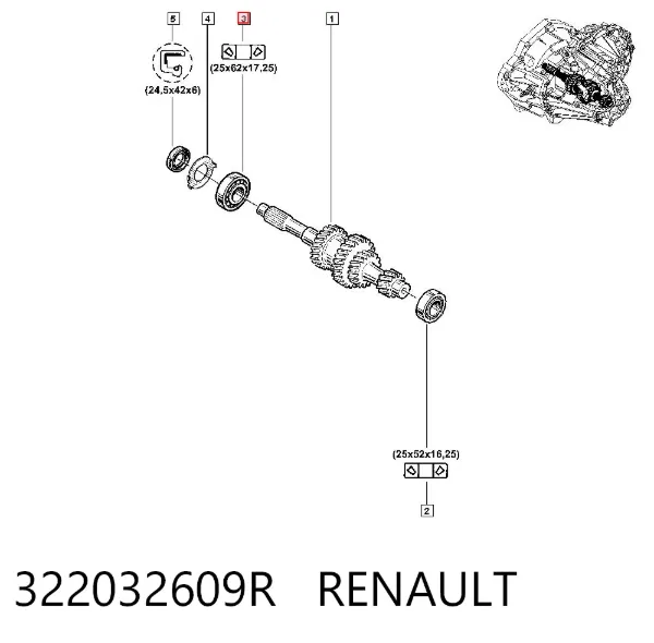 Подшипник первичного вала КПП 322032609R Renault (RVI)
