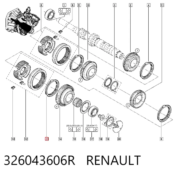 Кольцо синхронизатора 326043606R Renault (RVI)