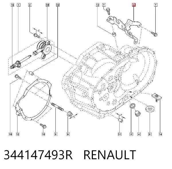 Кронштейн кулисы КПП 344147493R Renault (RVI)