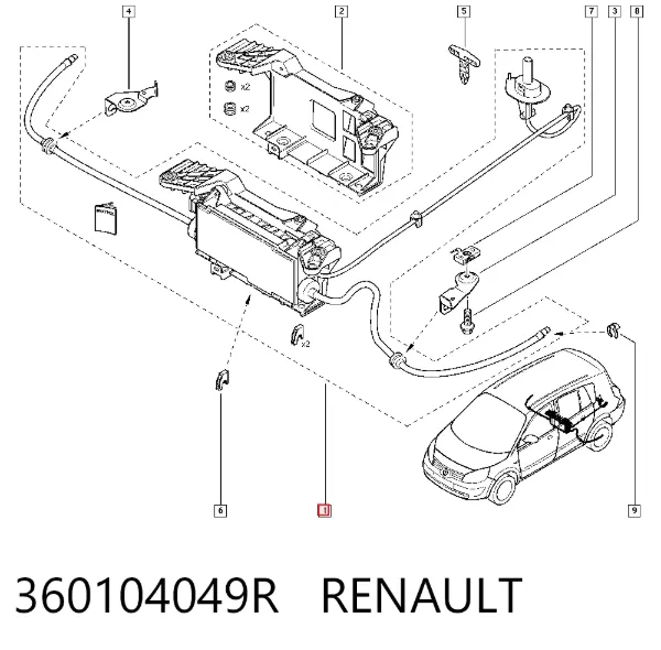 Задний трос ручника 360104049R Renault (RVI)