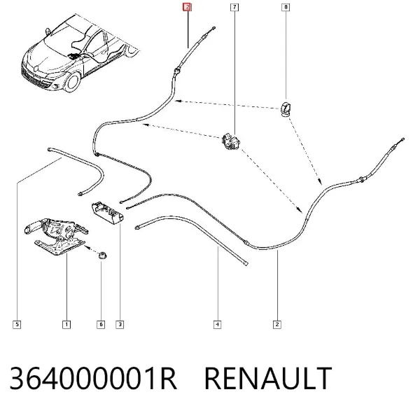 Задний трос ручника 364000001R Renault (RVI)