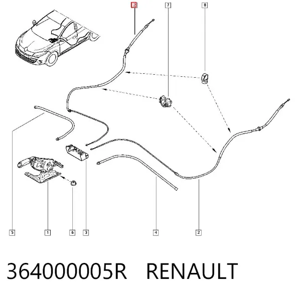 Задний трос ручника 364000005R Renault (RVI)