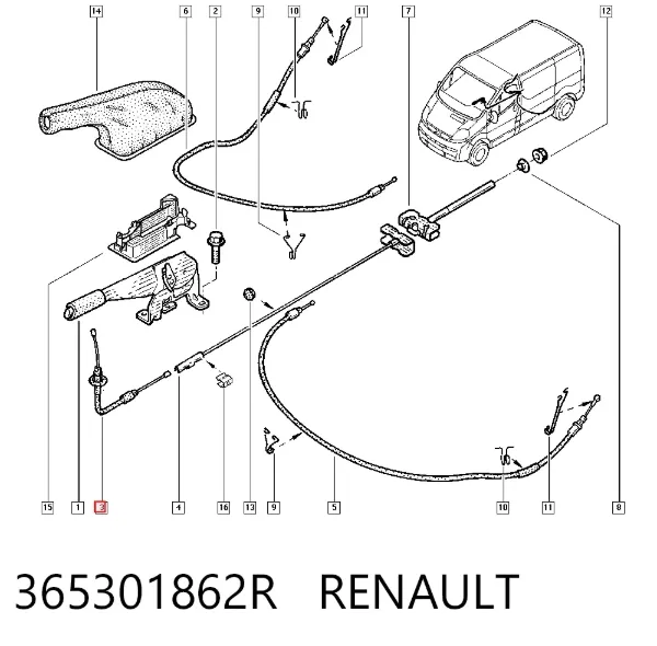 Передний трос ручника 365301862R Renault (RVI)