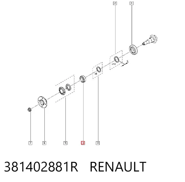 Подшипник хвостовика заднего моста наружный 381402881R Renault (RVI)