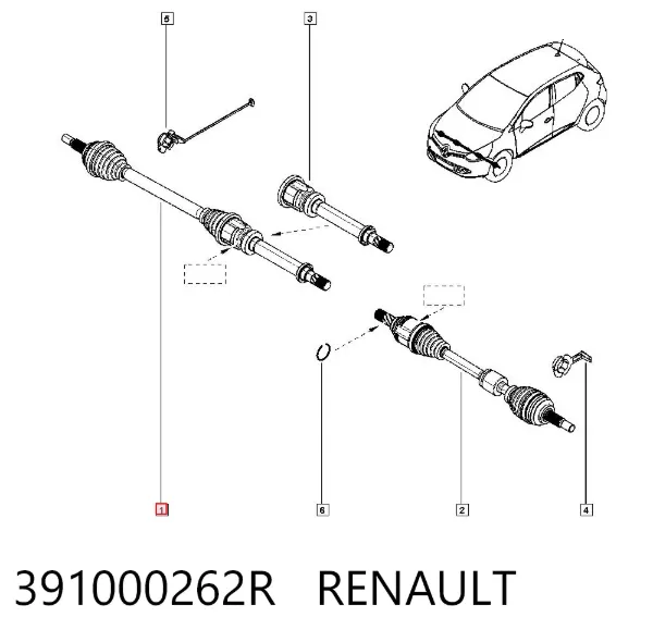 Правая полуось 391000262R Renault (RVI)