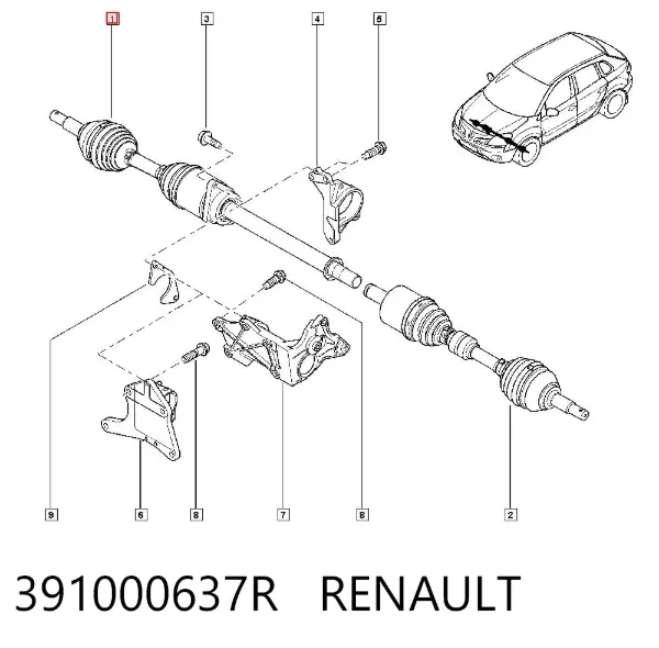 Правая полуось 391000637R Renault (RVI)