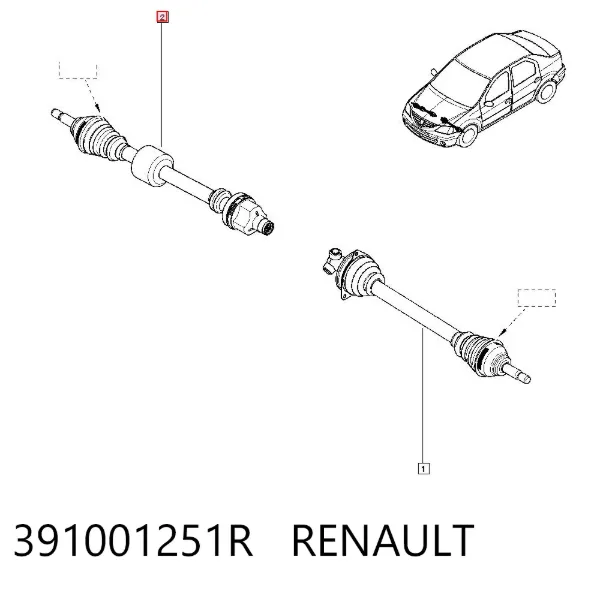 Правая полуось 391001251R Renault (RVI)